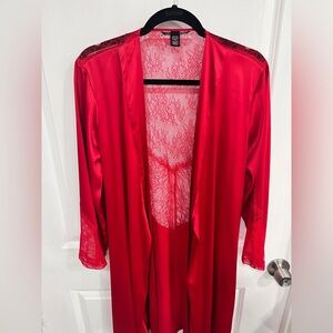 Victoria’s Secret Red Lace & Silk Robe (XS) - Gently Worn, $20